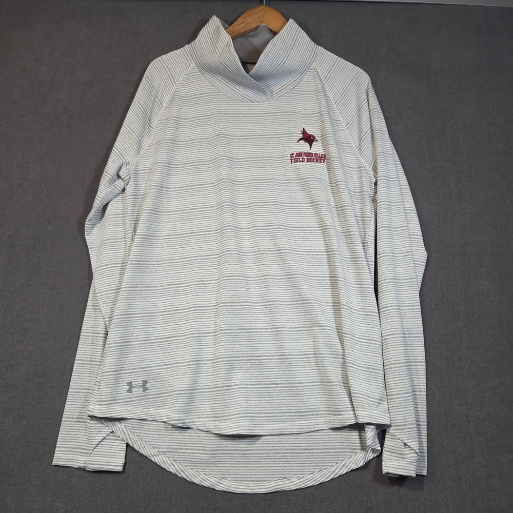 Under Armour Pullover Women XL Gray Striped St John Fisher Field Hockey Top